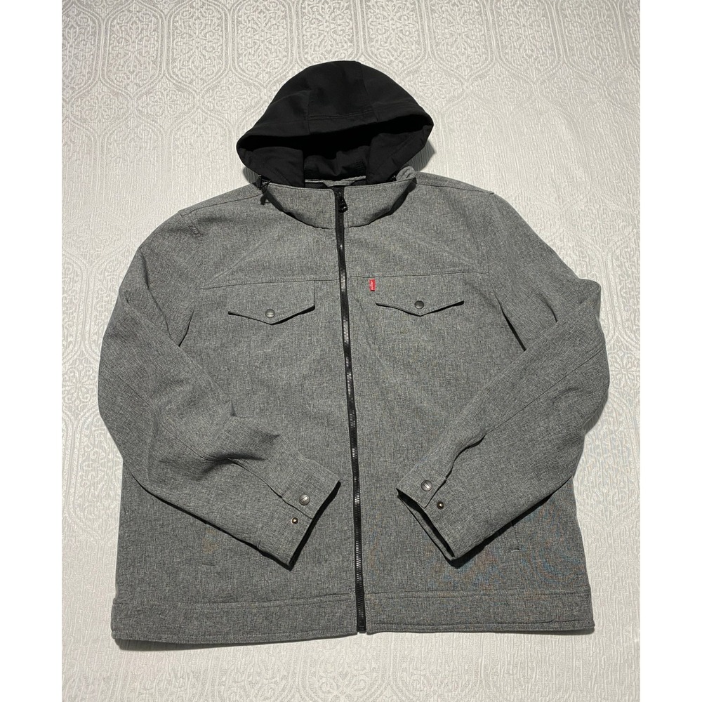 Levi's Men's Softshell Hooded Jacket‎ Full Zip Size XXL Gray
